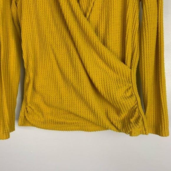 Anthropologie Pleione Yellow Waffle Knit Sweater S - Picture 3 of 8